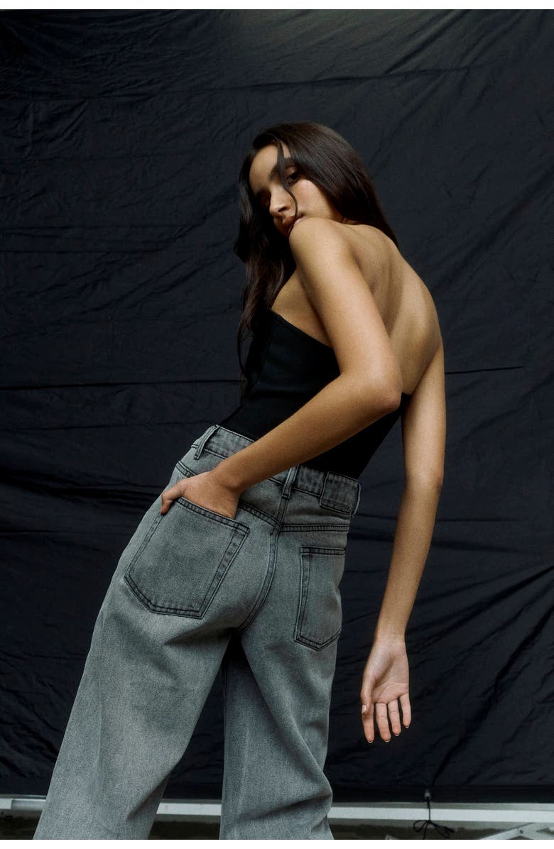 ONE OF OTHERS Lima Strapless Top, Alternate, color, Black