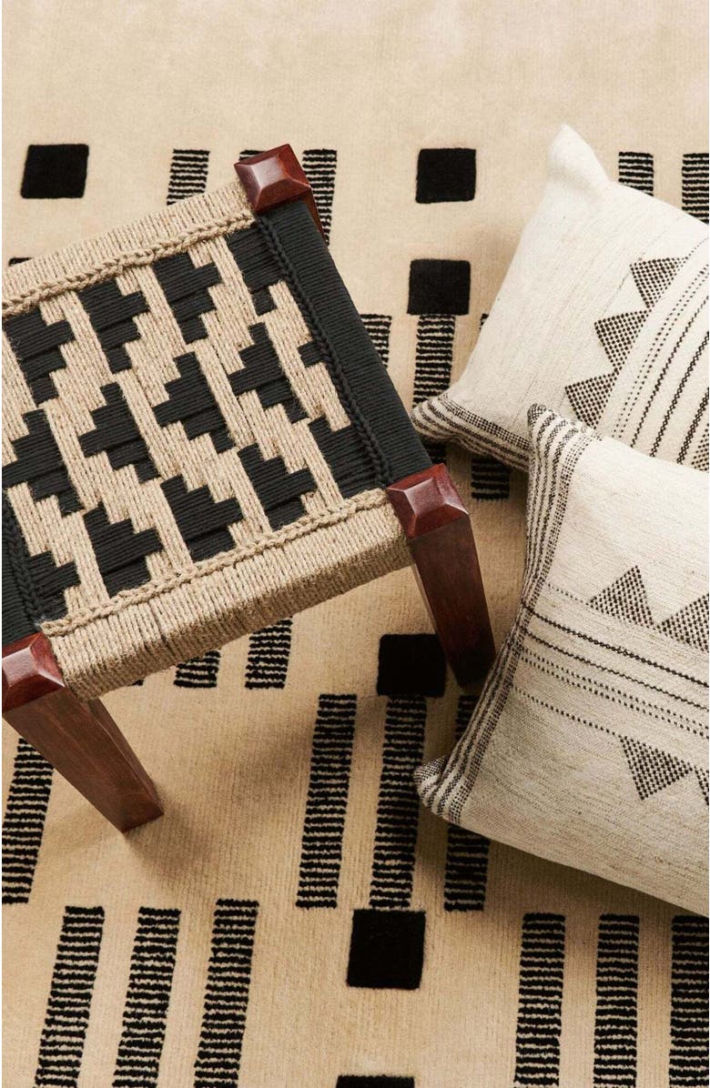 Studio Variously Kora White And Black Handloom Lumbar Pillow, Alternate, color, White