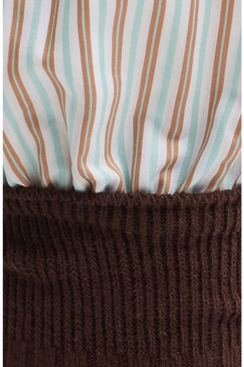 Lauren Stripe Ruffle Socks, Alternate, color, BROWN
