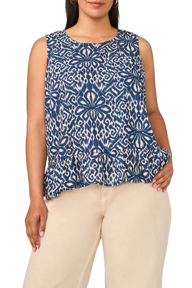 Sleeveless Peplum Top, Main, color, OCEANSIDE