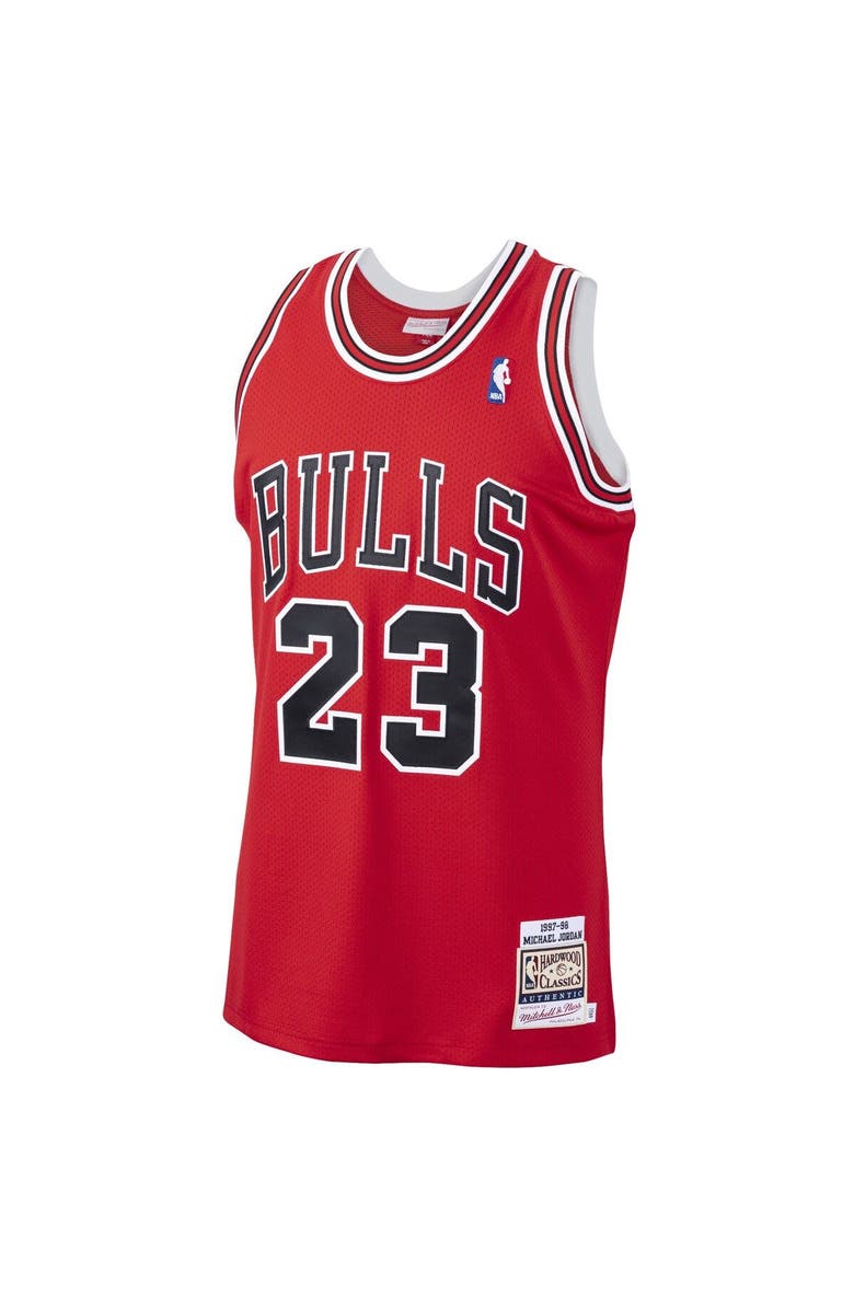 Mitchell & Ness Men's Mitchell & Ness Michael Jordan Scarlet Chicago Bulls 1997/98 Hardwood Classics Authentic Jersey, Alternate, color, 