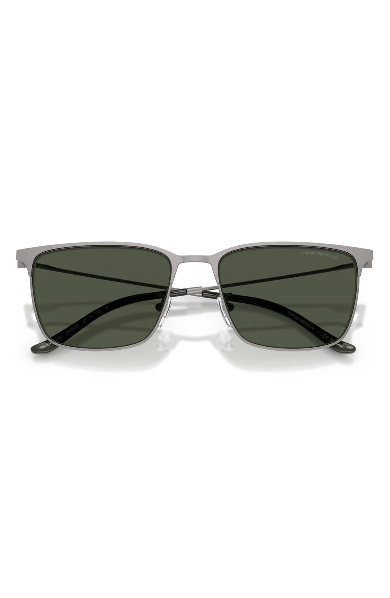 Emporio Armani 57mm Polarized Rectangular Sunglasses, Alternate, color, Gunmetal / Polar Dark Green