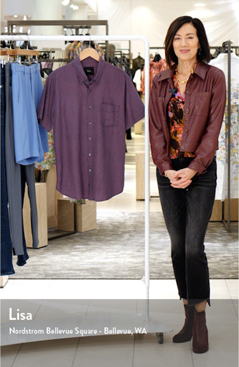 Carson Geometric Print Short Sleeve Linen Blend Button-Up Shirt, sales video thumbnail