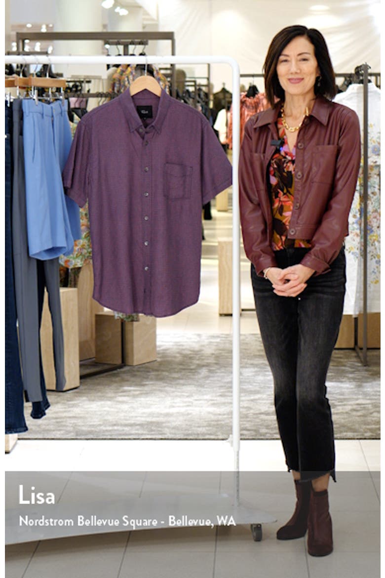 Carson Geometric Print Short Sleeve Linen Blend Button-Up Shirt video
