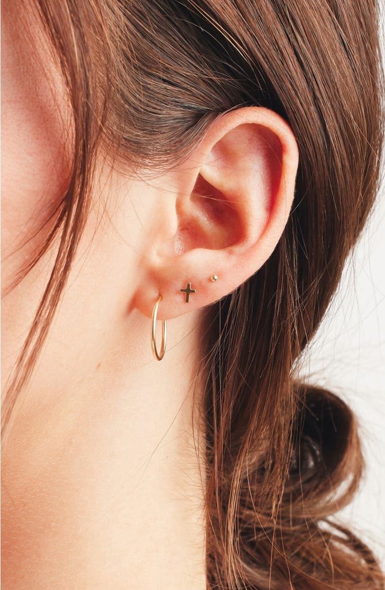 MADE BY MARY 14k Bead Stud Earring, Alternate, color, 14K Solid Gold - Single