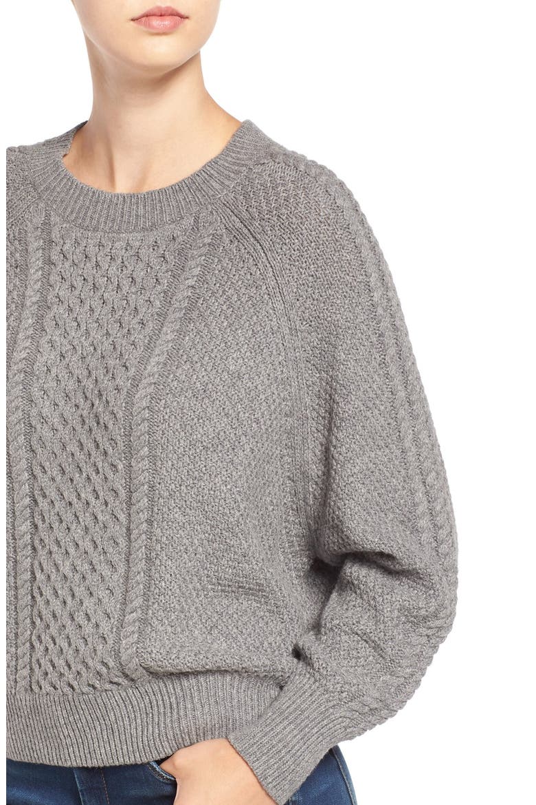 Cable Knit Dolman Sweater, Alternate, color, GREY CLOUDY HEATHER