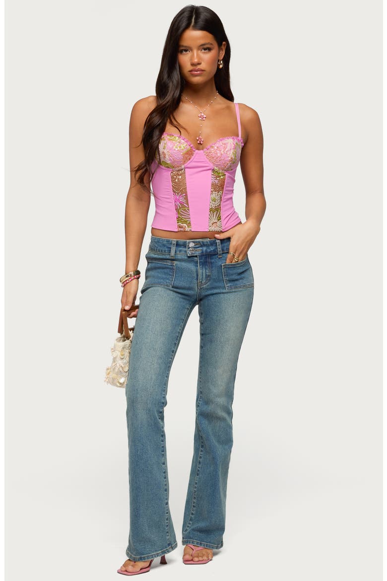 Inka Sequin Beaded Floral Underwire Top, Alternate, color, PINK