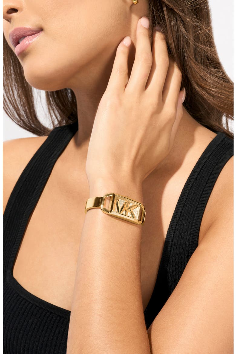 MK Empire Pavé Logo Bangle Watch, 20mm, Alternate, color, GOLD