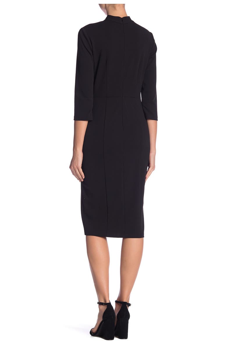 Donna Morgan Crepe Three-Quarter Sleeve Sheath Dress, Alternate, color, Black