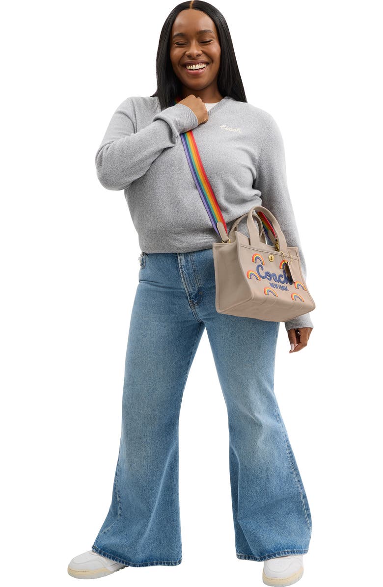 COACH Embroidered Rainbow Cotton Canvas Cargo Tote, Alternate, color, Dark Natural