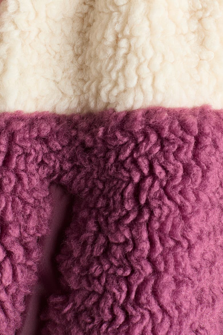 Teddy Fleece Jacket, Alternate, color, White/dark pink
