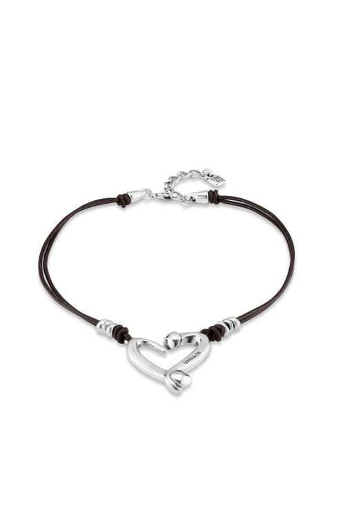 Unode50 Sterling Silver-plated Metal Alloy And Medium Heart Necklace In Metallic