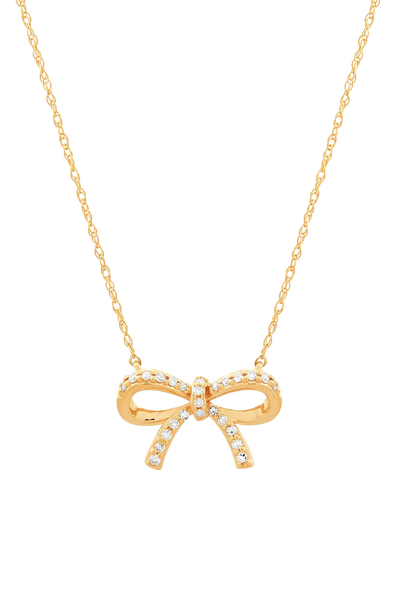 Frankie & Zoe 14K Yellow Gold Diamond Bow Pendant Necklace