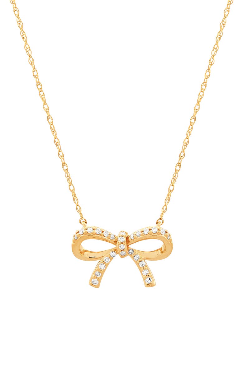 Frankie & Zoe 14K Yellow Gold Diamond Bow Pendant Necklace, Main, color, Yellow Gold