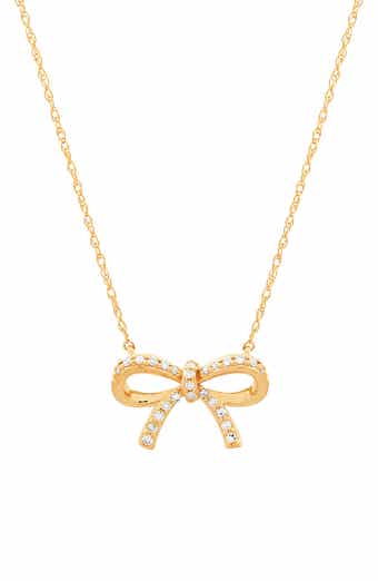 Frankie & Zoe 14K Yellow Gold Diamond Bow Pendant Necklace