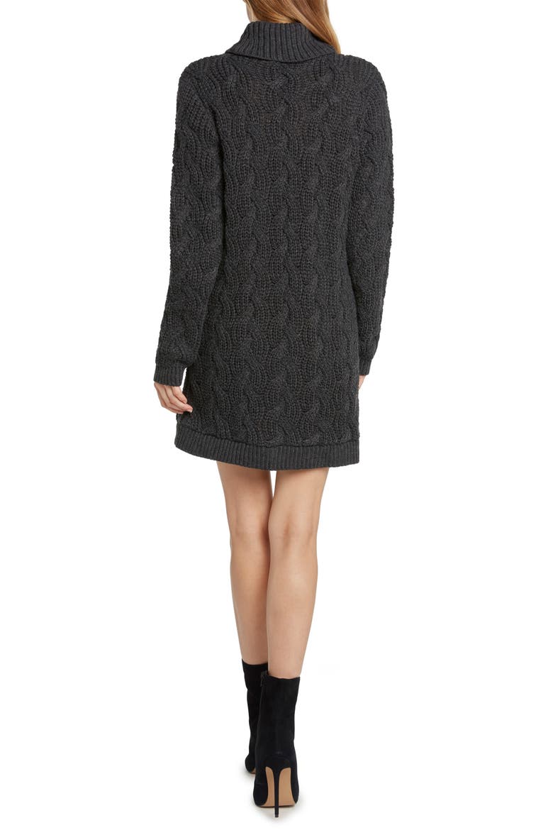 Cable Detail Sweater Dress, Alternate, color, CHARCOAL