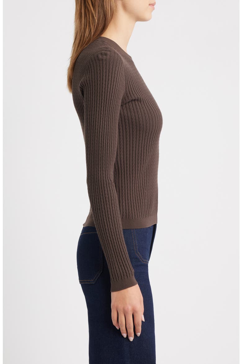 The Fine Cable Sweater, Alternate, color, COFFEE