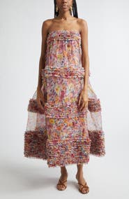 Zimmermann Kindred Spirit Luna Ruffle Bandeau Silk Organza Gown