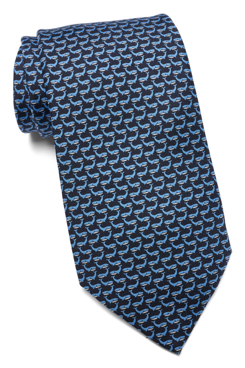 Quadri Silk Whale Tie, Main, color, NAVY