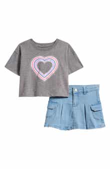 Jessica Simpson Kids' Graphic T-Shirt & Denim Skirt Set