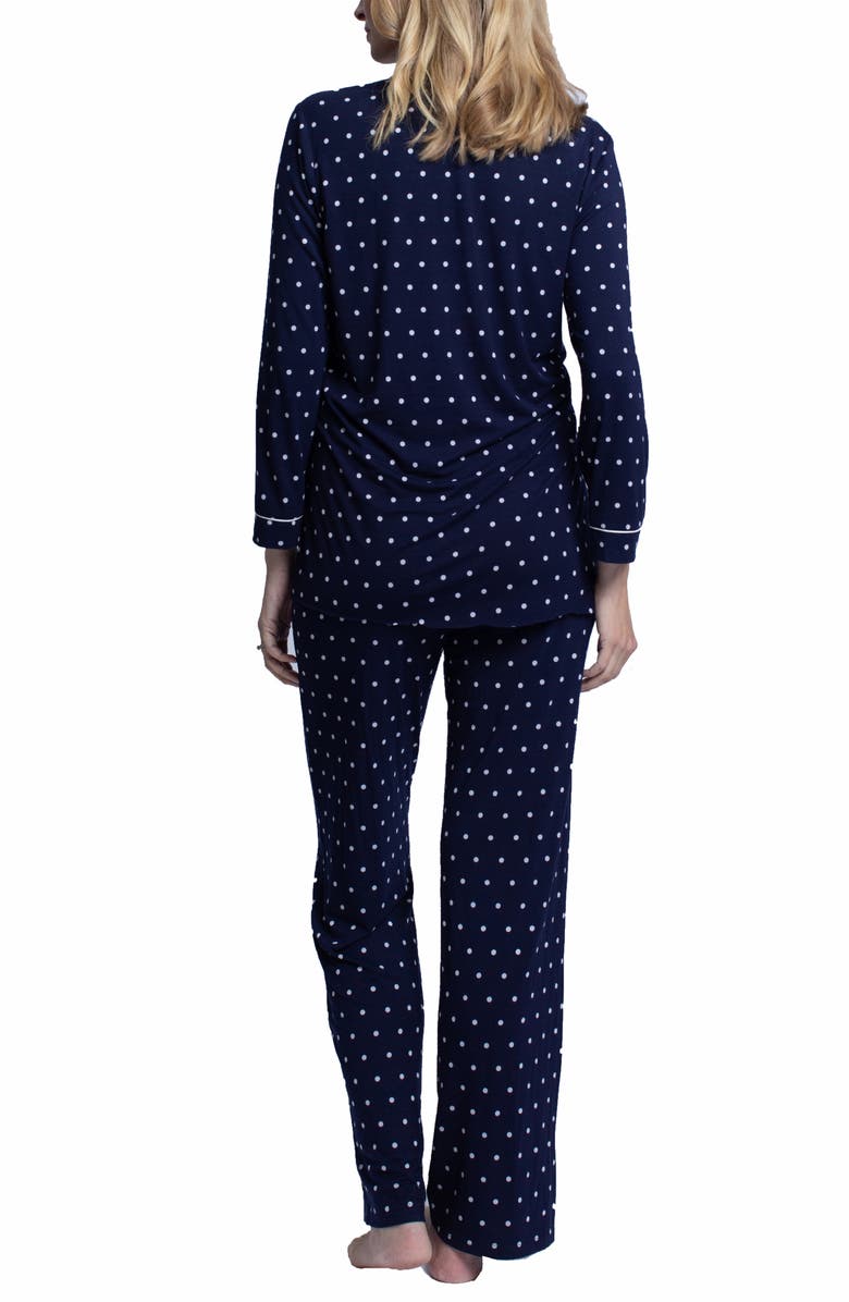 Angel Maternity Polka Dot Maternity/Nursing Pajamas & Baby Wrap Set, Alternate, color, 