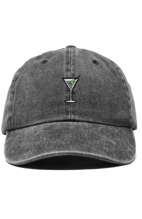 Dalix Martini Embroidered Casual Cap In Washed Black