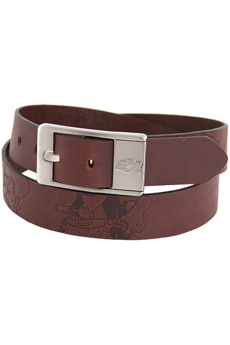 Oklahoma State Cowboys Brandish Leather Belt - Brown, Main, color, Brown