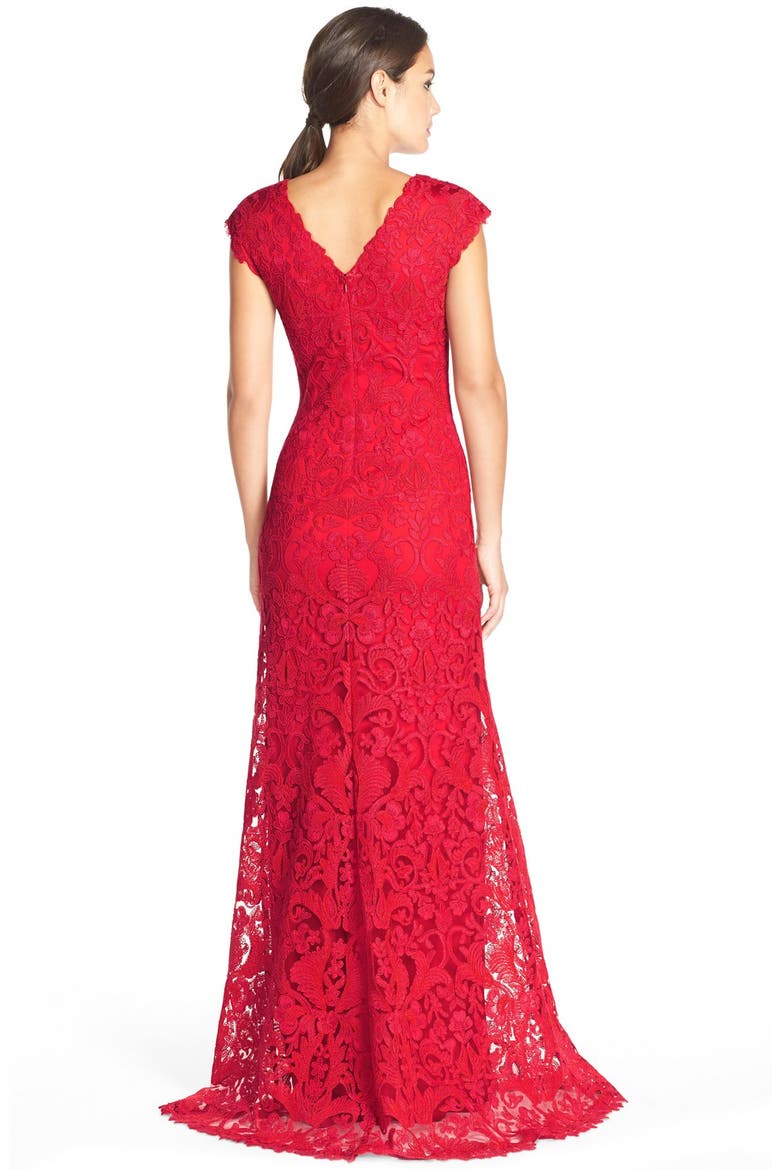 Corded Lace A-Line Gown, Alternate, color, FLAME
