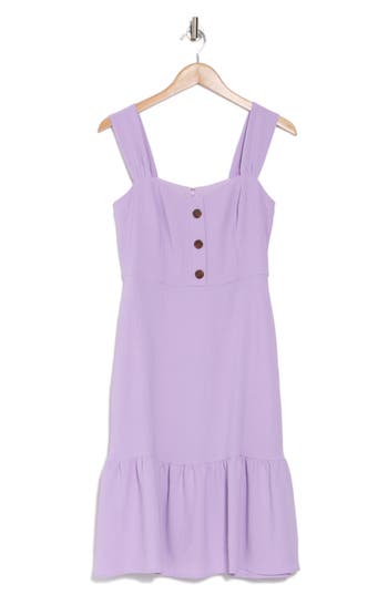 Eliza J Button Front A-line Midi Dress In Lilac