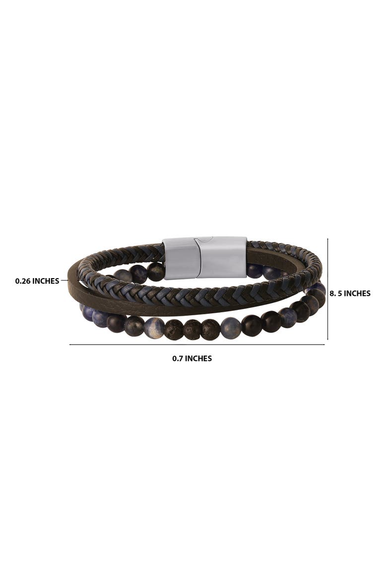 Stainless Steel (316L) Blue 3-Row Bracelet, Alternate, color, Black, blue