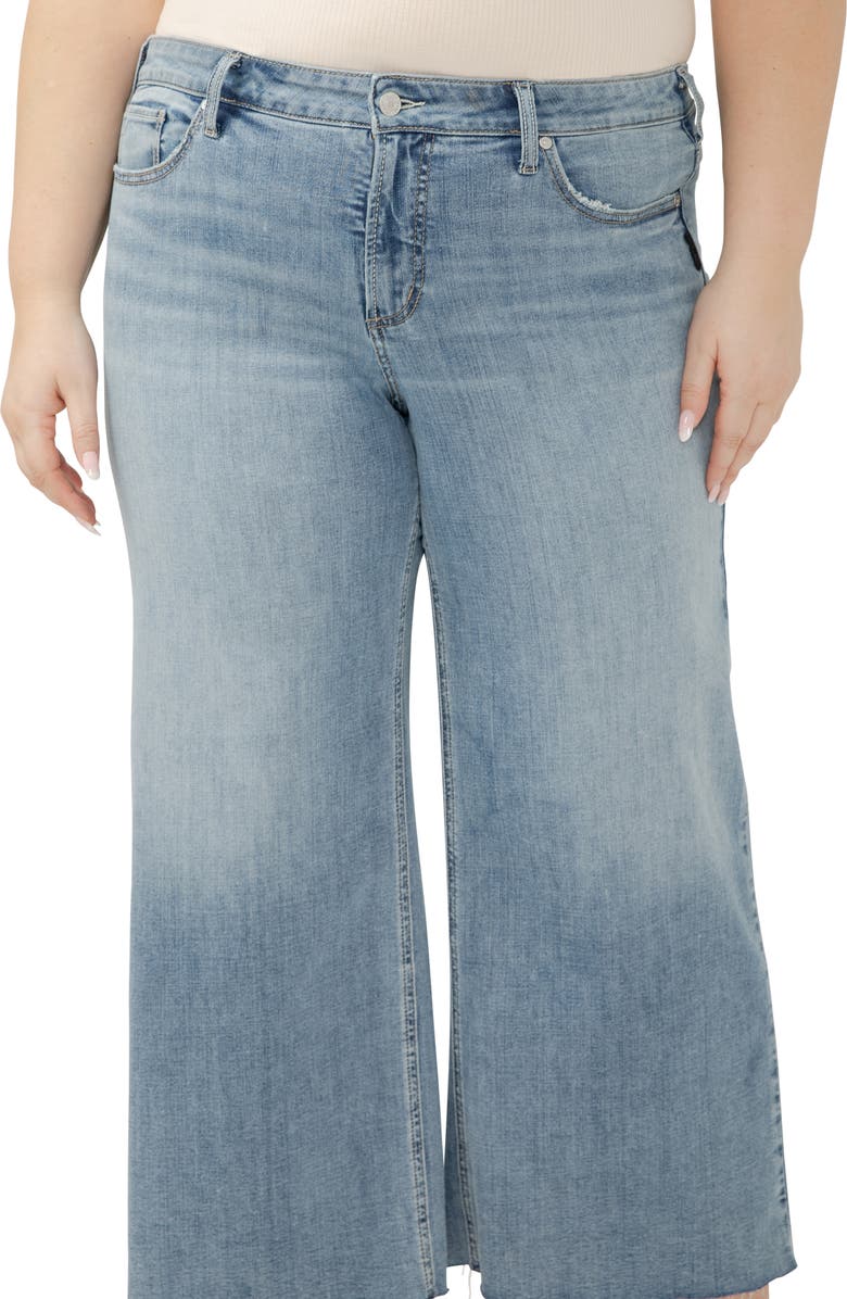 Silver Jeans Co. Suki Curvy Raw Hem Ankle Wide Leg Jeans, Alternate, color, Indigo