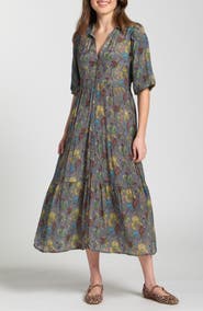 APNY Puff Sleeve Tiered Shirtdress