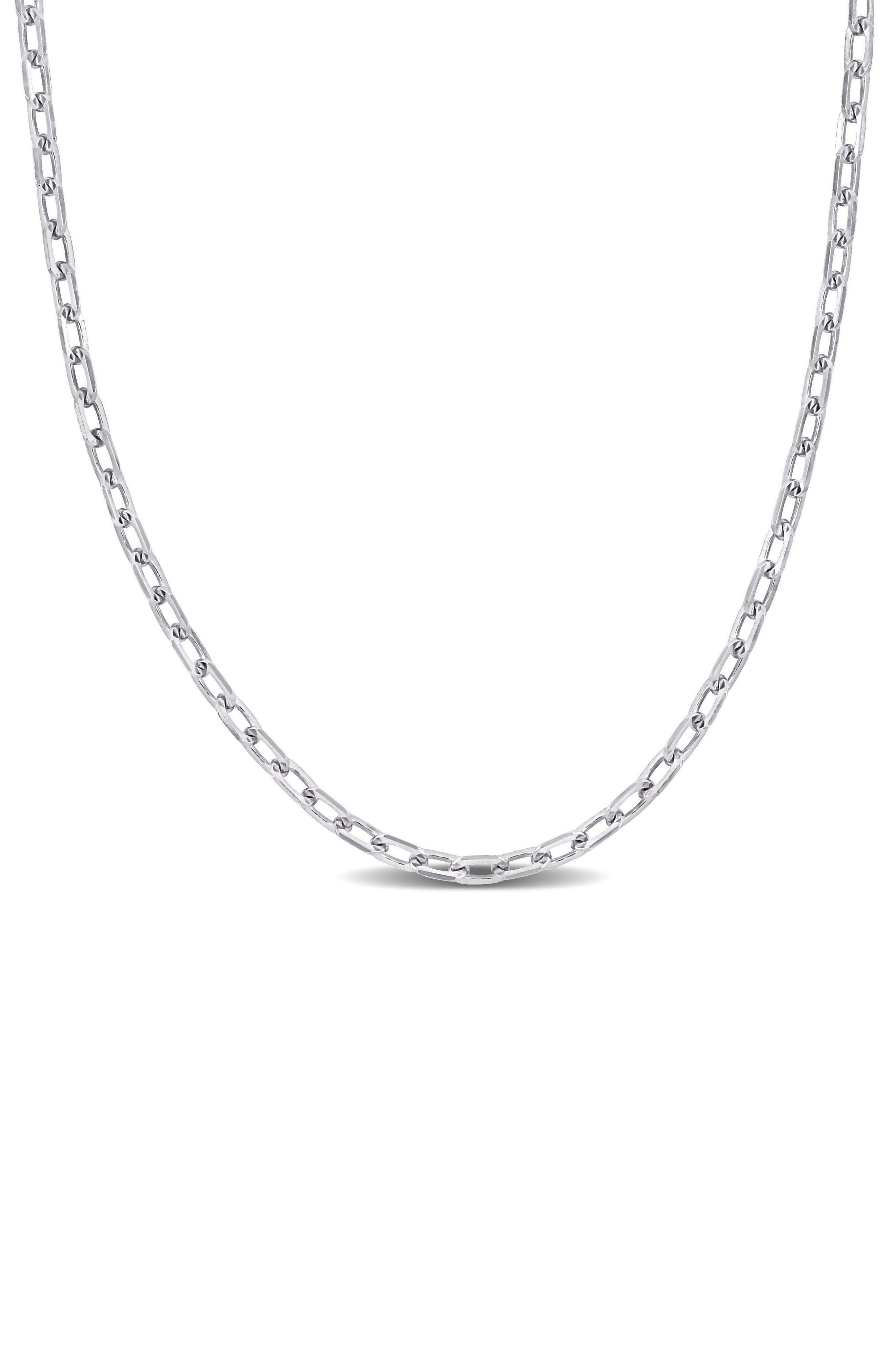 DELMAR Sterling Silver Diamond Cut Curb Chain Necklace