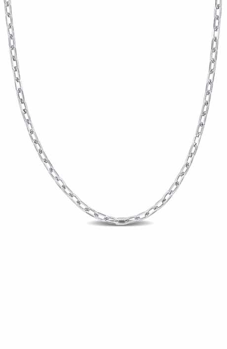 DELMAR Sterling Silver Diamond Cut Curb Chain Necklace