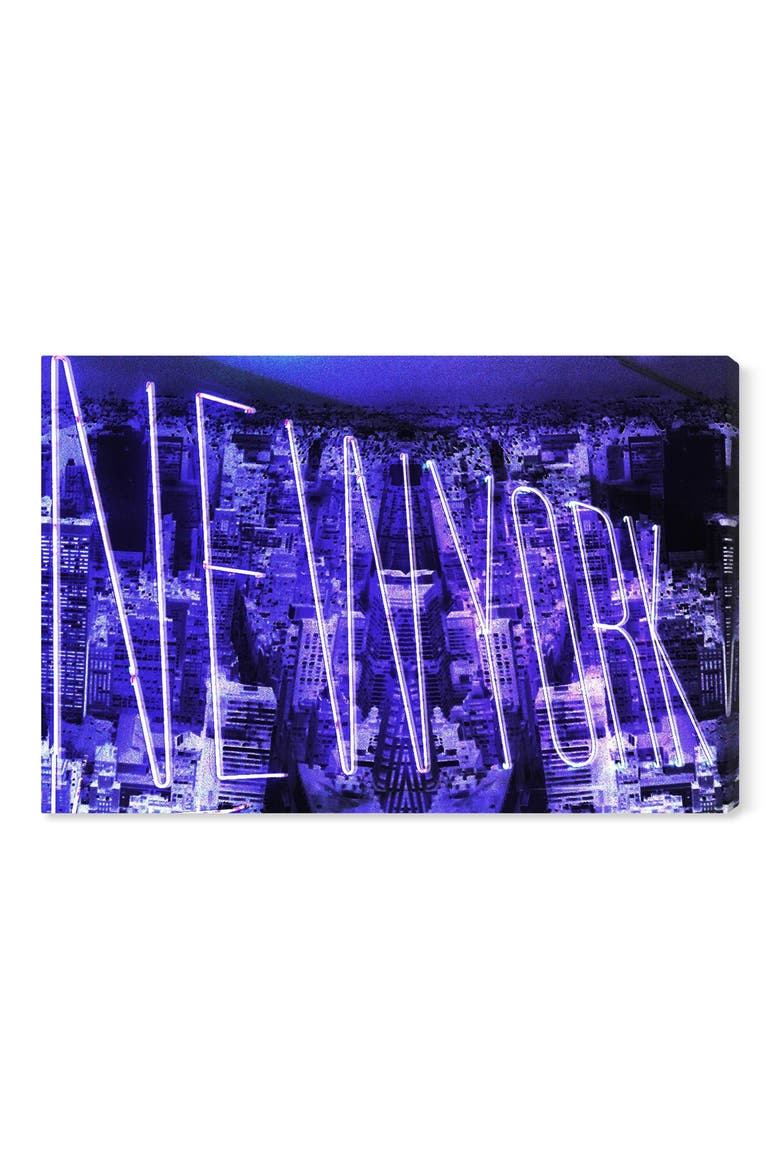 Neon New York City Canvas Wall Art, Main, color, PURPLE