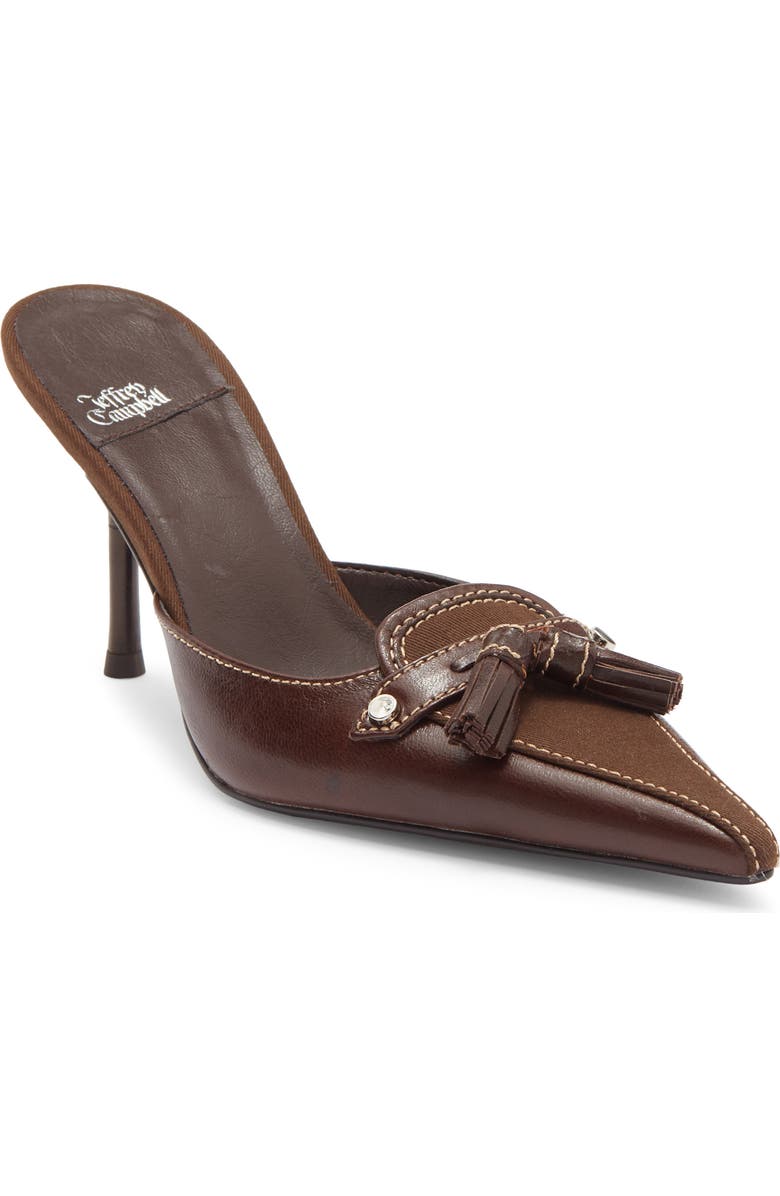 Jeffrey Campbell Claypool Pointed Toe Tassel Loafer Mule, Main, color, Coffee Combo