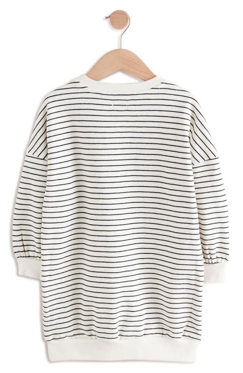 Next Kids' Stripe Floral Embroidered Tunic Sweater In White/black