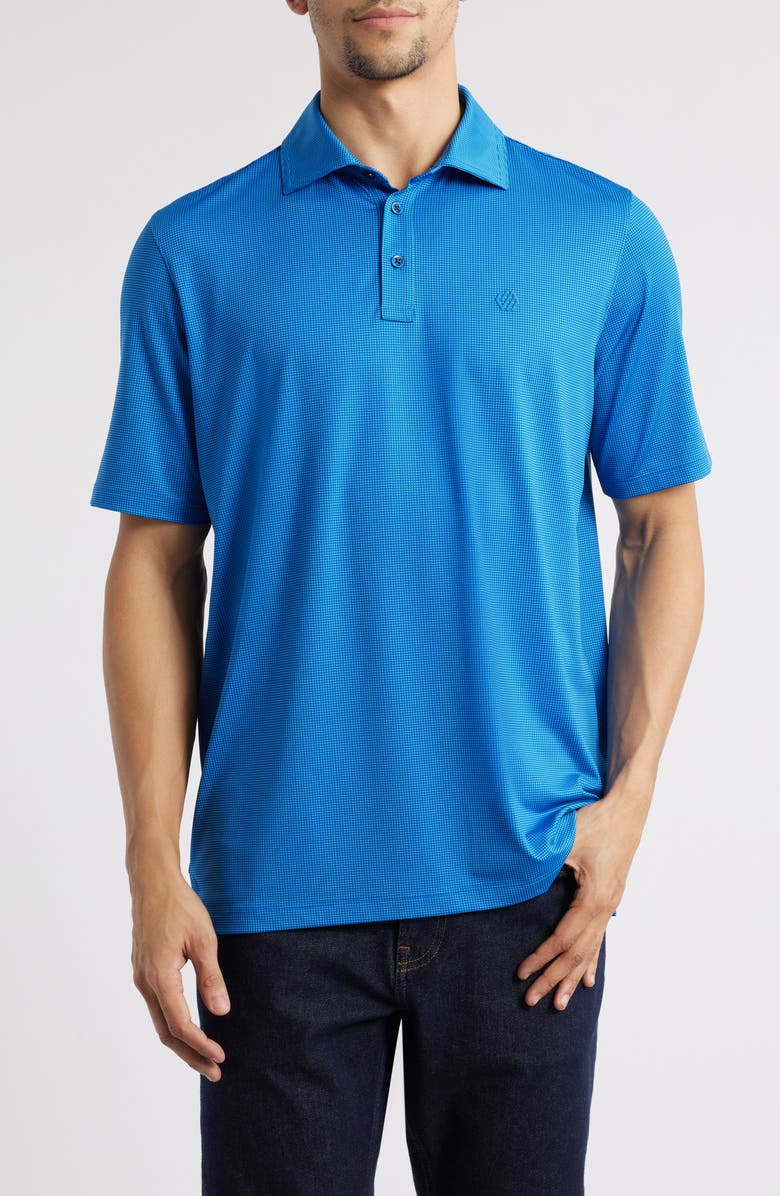 Johnston & Murphy XC4<sup>®</sup> + Cool Degree<sup>™</sup> Microprint Performance Golf Polo, Main, color, Blue/ Navy