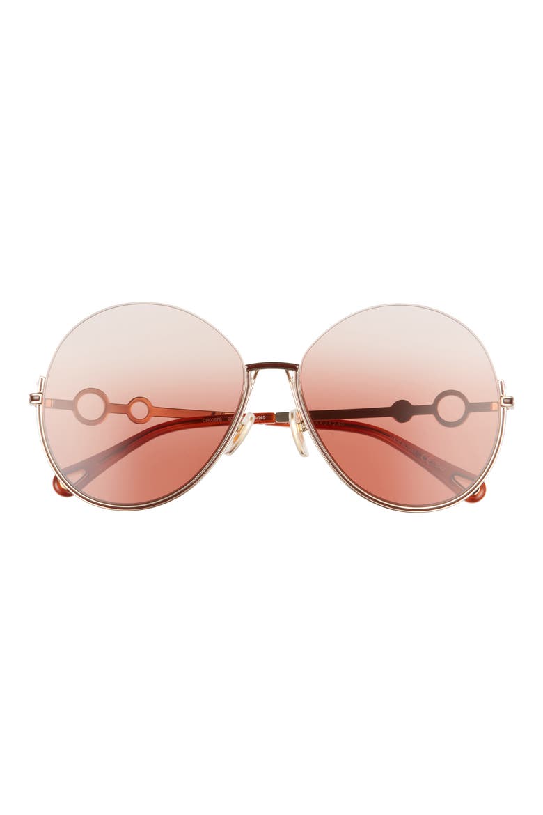 61mm Round Sunglasses, Main, color, GOLD/ PINK