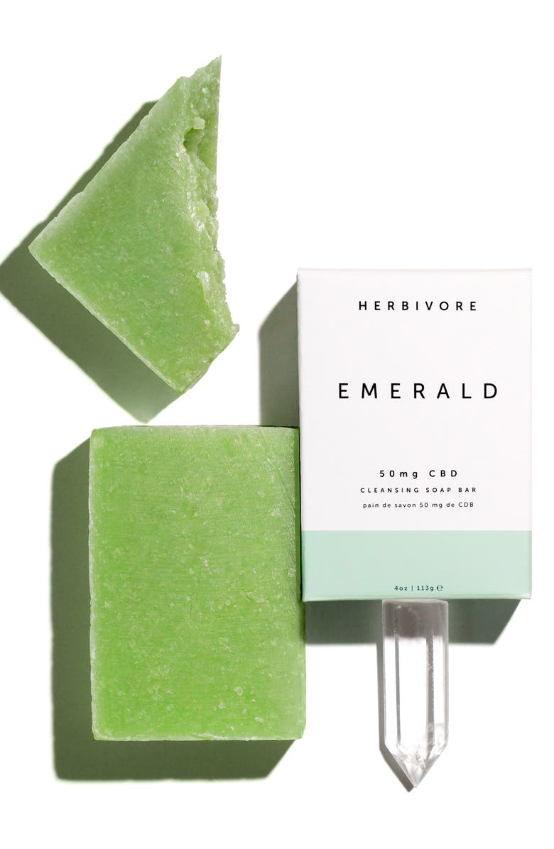 Herbivore Botanicals Emerald CBD Cleansing Soap Bar, Main, color, 