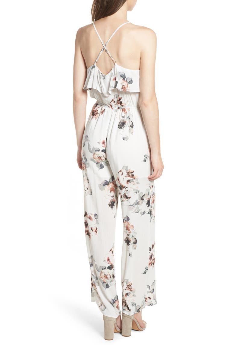 Floral Print Jumpsuit, Alternate, color, WHITE FLORAL