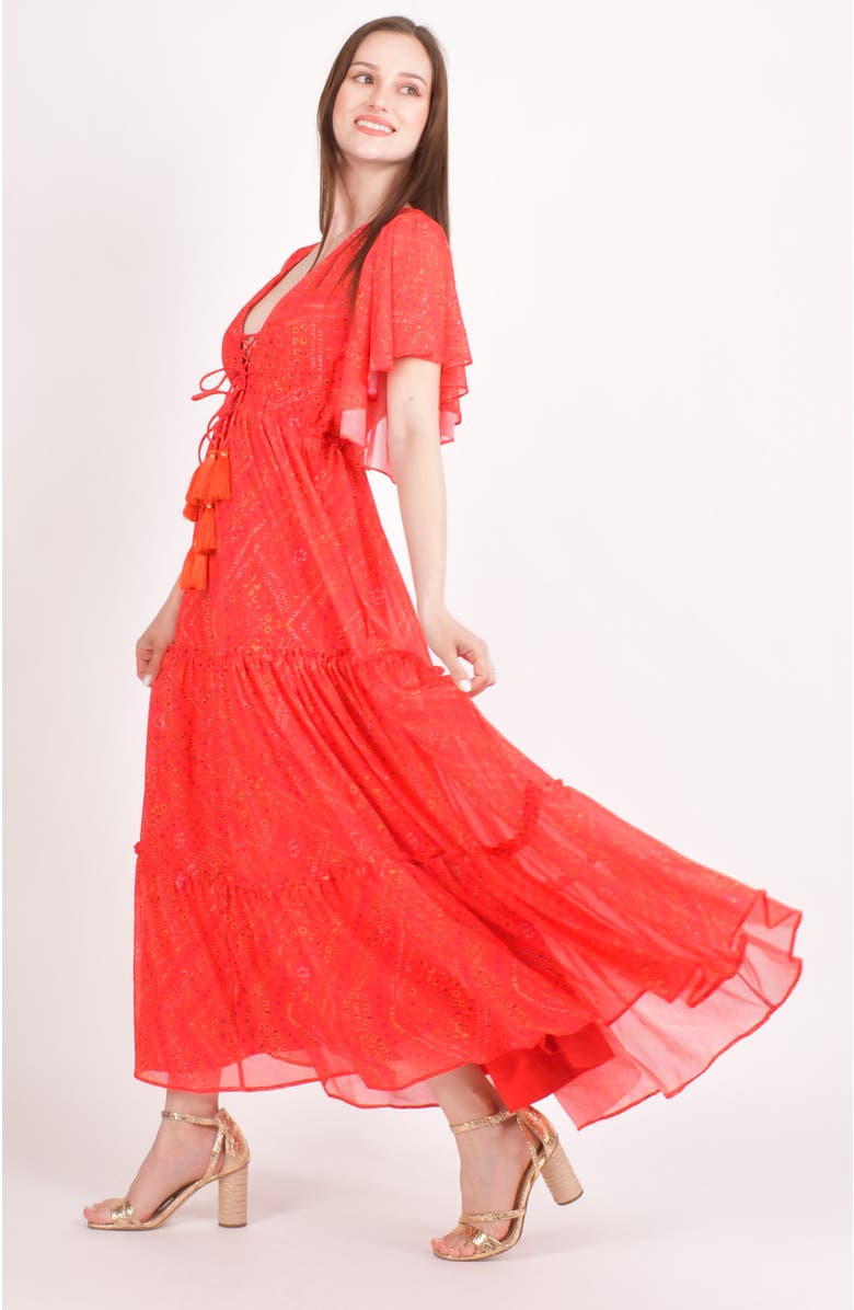 RAAS Lanna Tiered Maxi Dress, Alternate, color, Red