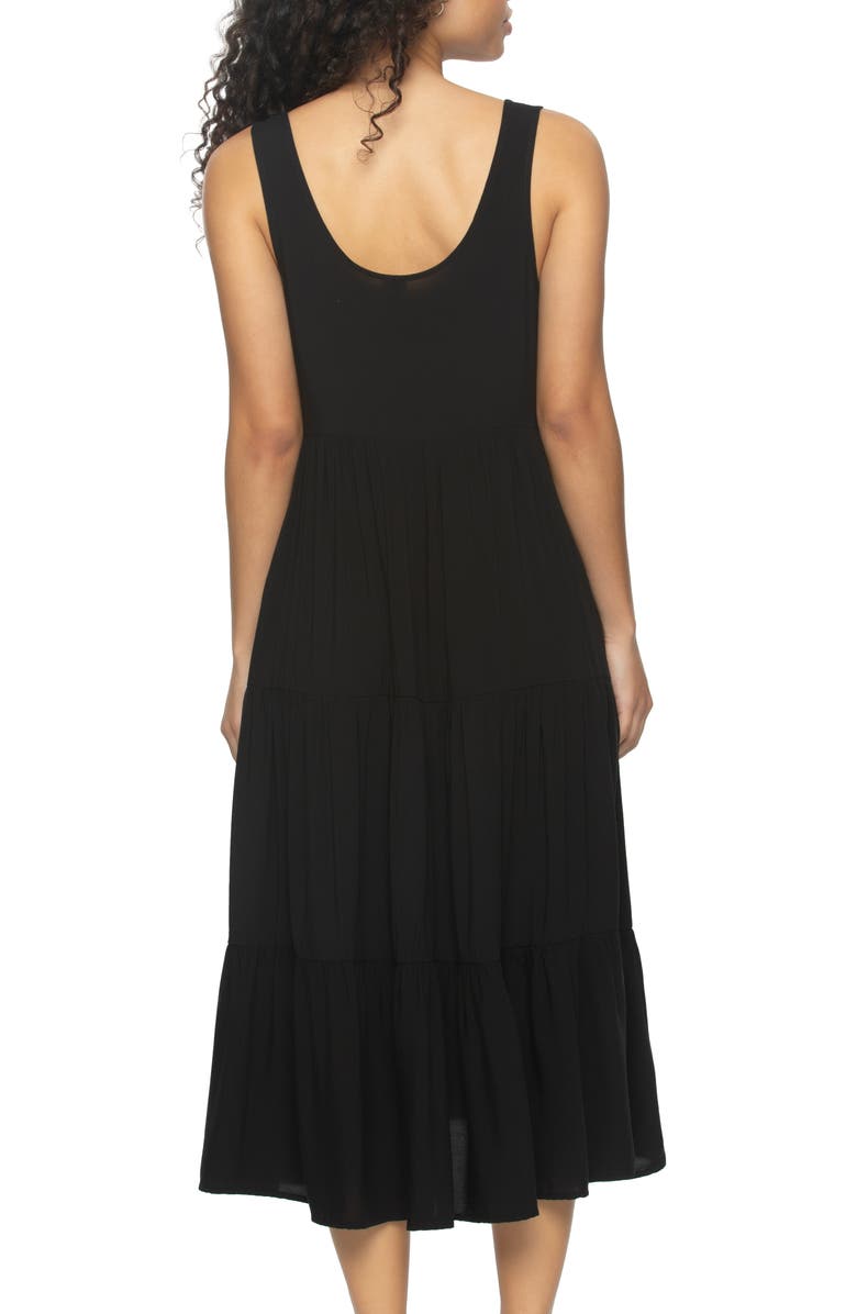 Felina Isabella Tiered Challis Nightgown, Alternate, color, Black