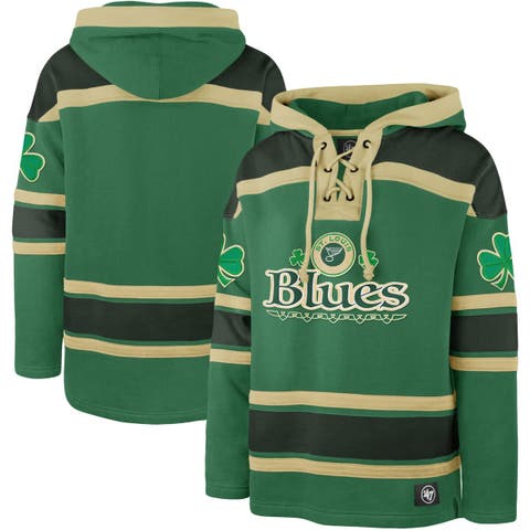 Men's '47  Kelly Green St. Louis Blues St. Patrick's Day McLucky Superior Lacer Pullover Hoodie