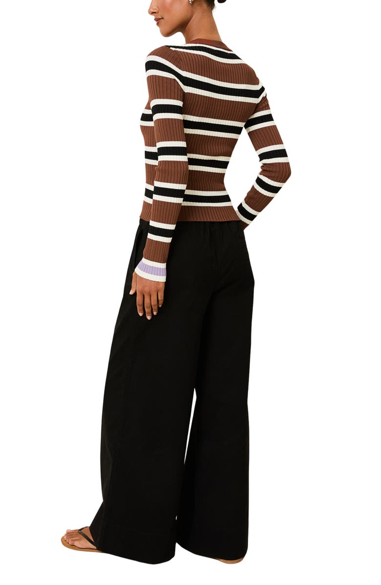 Solid & Striped The Flynn Stretch Cotton Drawstring Wide Leg Pants, Alternate, color, Noir