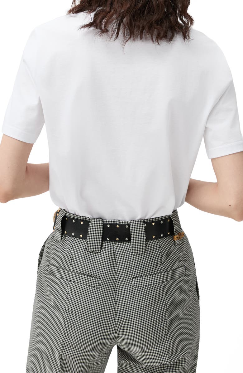 Versace Crystal Embellished Logo Cotton T-Shirt, Alternate, color, Optical White