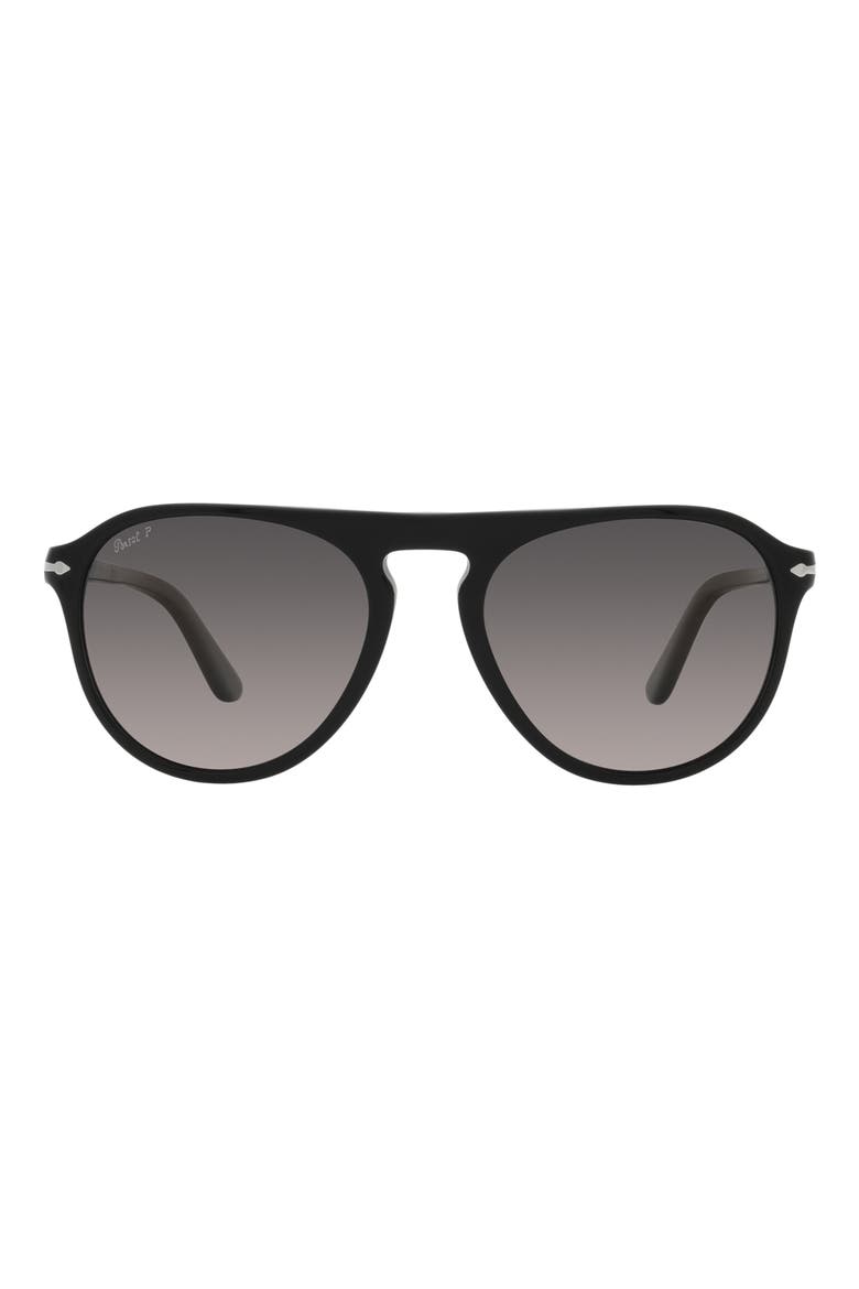 55mm Polarized Pilot Sunglasses, Main, color, BLACK
