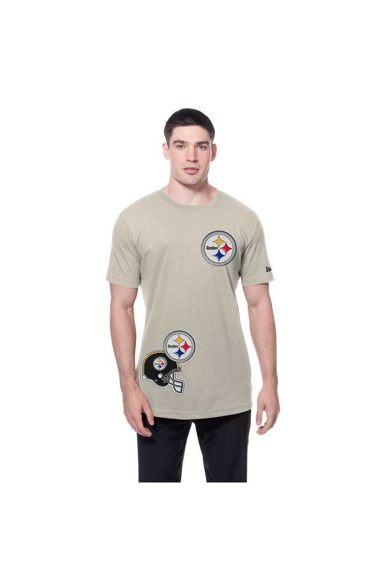 Men's New Era Light Beige Pittsburgh Steelers Multi Patch T-Shirt, Alternate, color, Light Beige