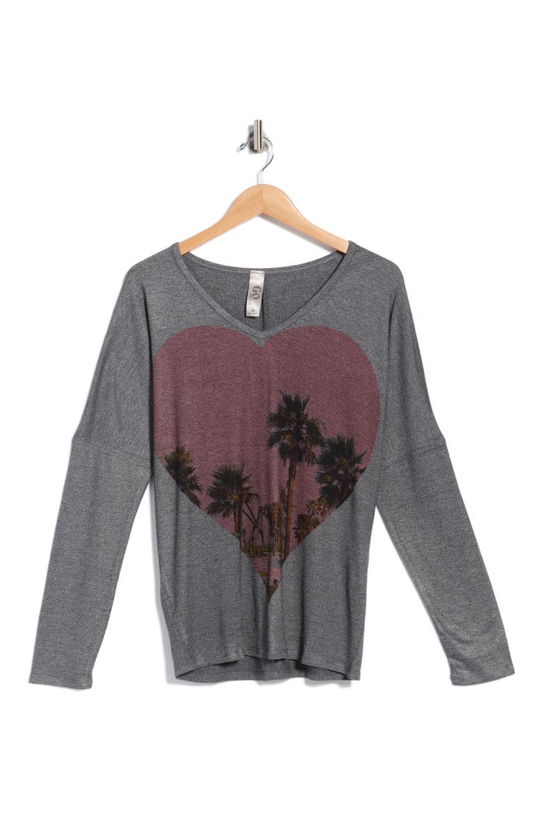V-Neck Dolman Sleeve Sweater, Alternate, color, CHARCOAL PRINT 1