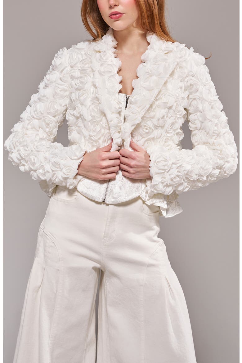 Briarrose Rosette Crop Blazer, Alternate, color, WHITE